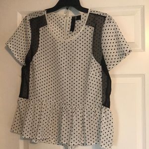 Black & white polka dots peplum shirt
